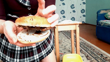 Scat Real Swallow - The Scat Burger By Top Babe Lina - Exclusive SG Video 